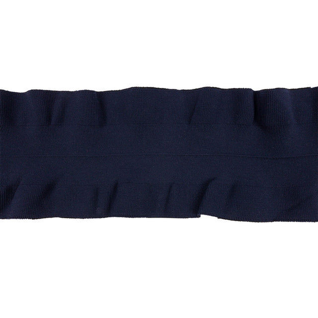 Navy Ruffled Foldover Rib Knit Trim - 39" x 6"