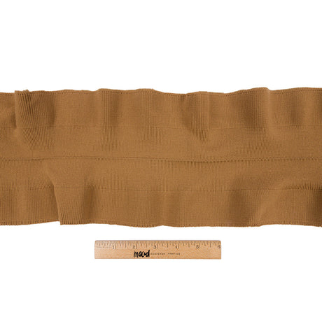 Tan Ruffled Foldover Rib Knit Trim - 39" x 6"