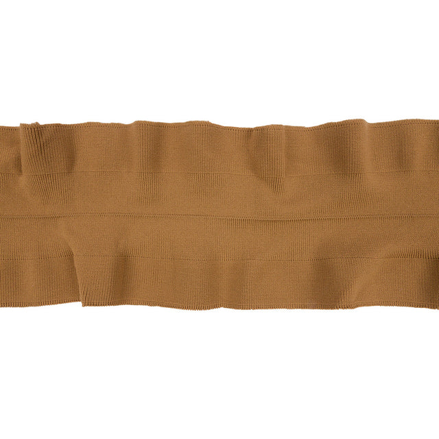 Tan Ruffled Foldover Rib Knit Trim - 39" x 6"