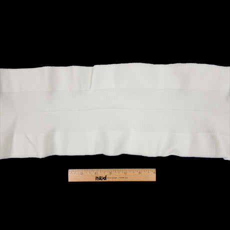 White Ruffled Foldover Rib Knit Trim - 39" x 6"
