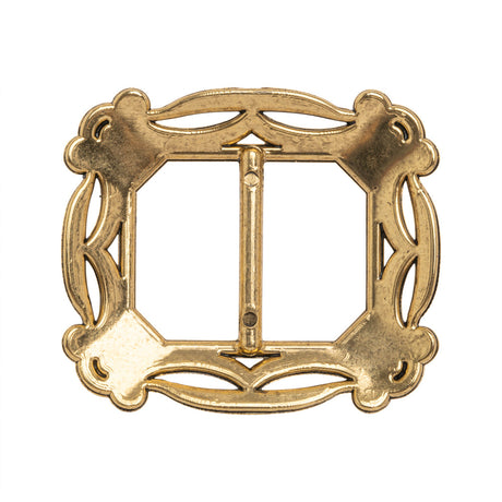 Famous NYC Designer Antique Gold Metallic Filigree Plastic Slider Buckle 2.5" x 2.125"