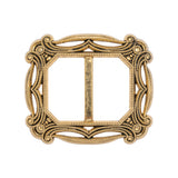 Famous NYC Designer Antique Gold Metallic Filigree Plastic Slider Buckle 2.5" x 2.125"