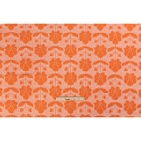 Trina Turk Pale Peach and Orange Retro Floral Rows Slubbed Polyester Jacquard