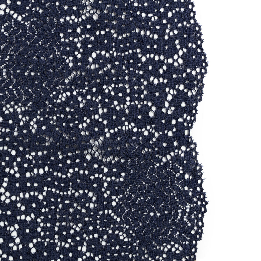 Trina Turk Navy Blue Floral Lace with Finished Scalloped Edges