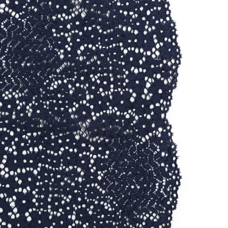 Trina Turk Navy Blue Floral Lace with Finished Scalloped Edges