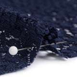 Trina Turk Navy Blue Floral Lace with Finished Scalloped Edges