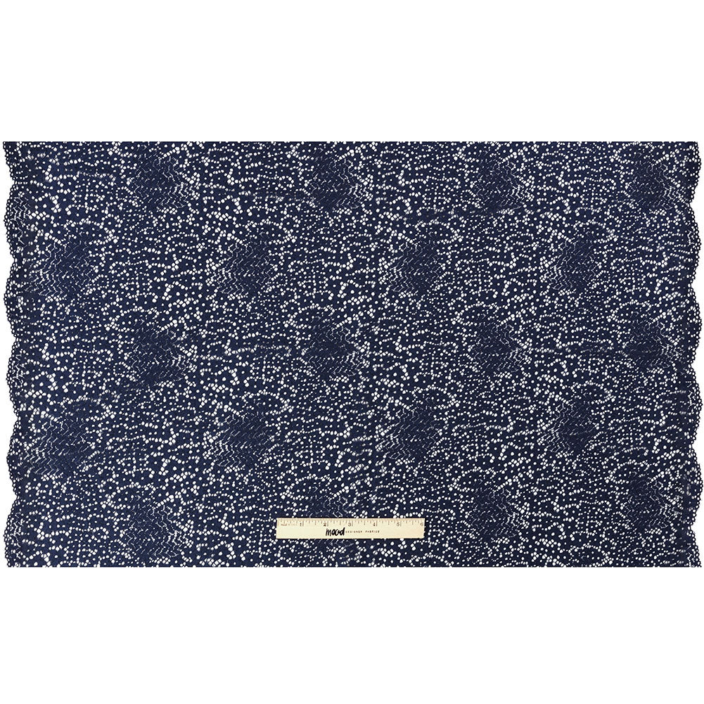 Trina Turk Navy Blue Floral Lace with Finished Scalloped Edges