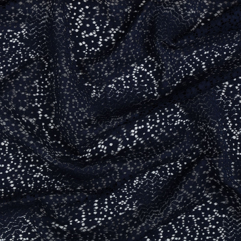 Trina Turk Navy Blue Floral Lace with Finished Scalloped Edges