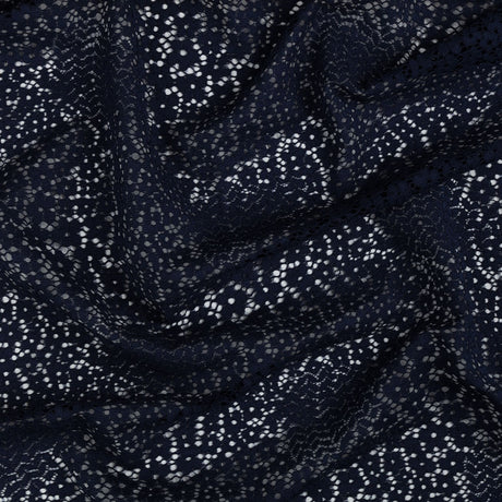 Trina Turk Navy Blue Floral Lace with Finished Scalloped Edges