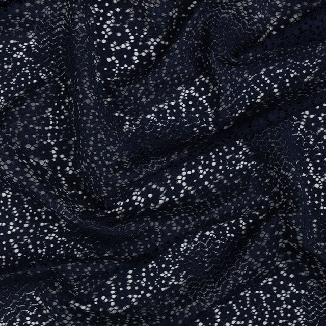 Trina Turk Navy Blue Floral Lace with Finished Scalloped Edges