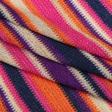 Trina Turk Pink, Orange and Navy Metallic Striped Viscose and Polyester Sweater Knit
