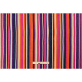 Trina Turk Pink, Orange and Navy Metallic Striped Viscose and Polyester Sweater Knit