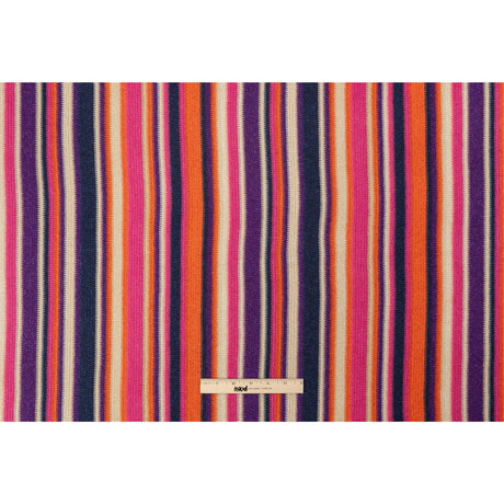 Trina Turk Pink, Orange and Navy Metallic Striped Viscose and Polyester Sweater Knit