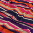 Trina Turk Pink, Orange and Navy Metallic Striped Viscose and Polyester Sweater Knit