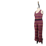 Trina Turk Pink, Navy and Orange Textured Zig Zags Viscose and Polyester Sweater Knit
