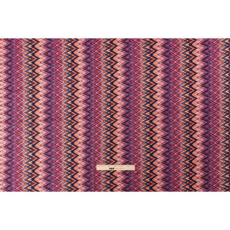 Trina Turk Pink, Navy and Orange Textured Zig Zags Viscose and Polyester Sweater Knit