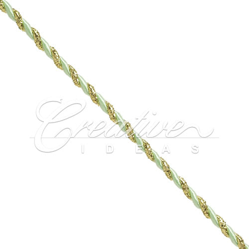 3Mm 2 Ply Twist Cords - 25 Yards (Mint Green/Gold)
