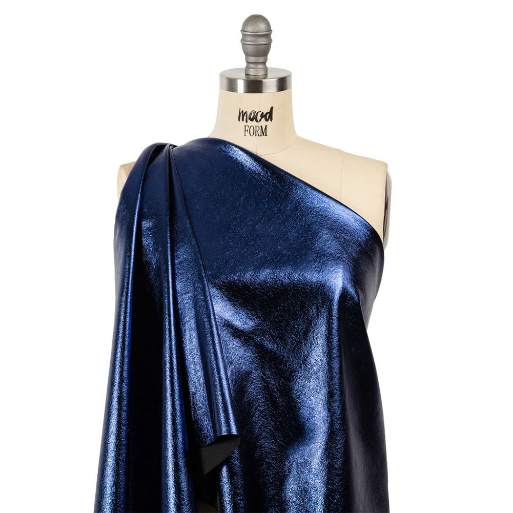 Textured Faux Leather - Metallic Navy - Ileana Collection