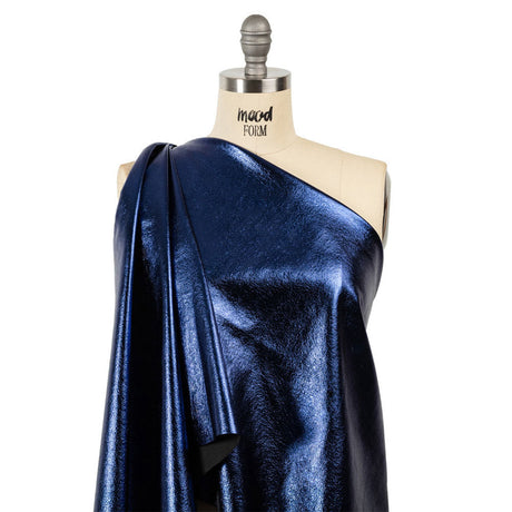 Textured Faux Leather - Metallic Navy - Ileana Collection