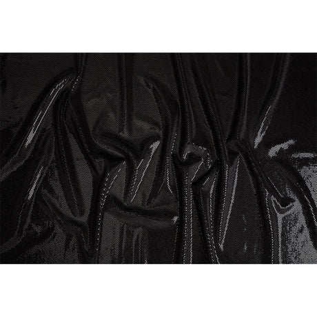 Stretch Polyester Velour with Crystal Foiled Polka Dots - Black