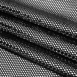 Stretch Polyester Velour with Crystal Foiled Polka Dots - Black and Silver