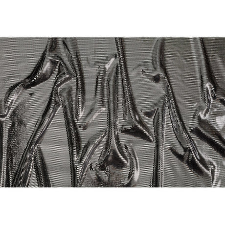 Stretch Polyester Velour with Crystal Foiled Polka Dots - Black and Silver