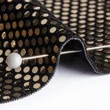 Stretch Polyester Velour with Crystal Foiled Polka Dots - Black and Gold