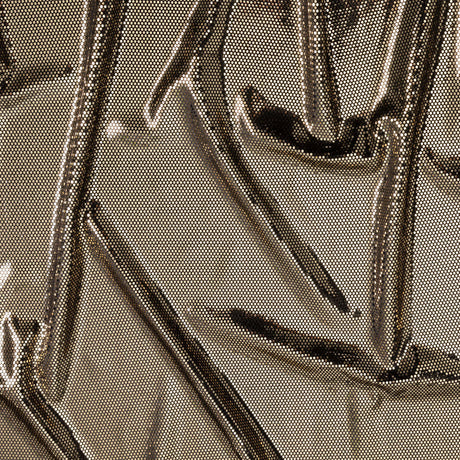 Stretch Polyester Velour with Crystal Foiled Polka Dots - Black and Gold