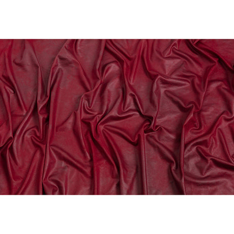Faux Leather Foil Stretch Polyester Knit - Red Cloud Textured - Vanessa Collection