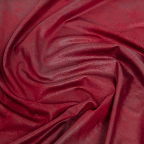 Faux Leather Foil Stretch Polyester Knit - Red Cloud Textured - Vanessa Collection