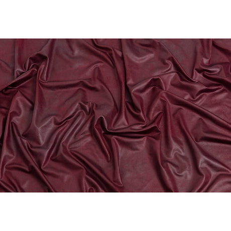 Faux Leather Foil Stretch Polyester Knit - Wine Cloud Textured - Vanessa Collection