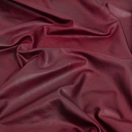 Faux Leather Foil Stretch Polyester Knit - Wine Cloud Textured - Vanessa Collection