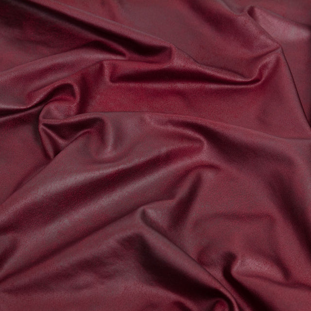Faux Leather Foil Stretch Polyester Knit - Wine Cloud Textured - Vanessa Collection