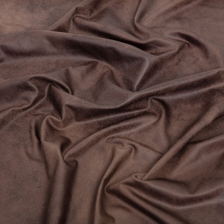 Faux Leather Foil Stretch Polyester Knit - Dark Brown Cloud Textured - Vanessa Collection