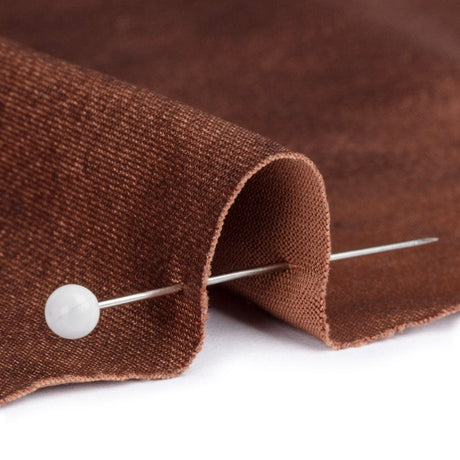 Faux Leather Foil Stretch Polyester Knit - Warm Brown Cloud Textured - Vanessa Collection