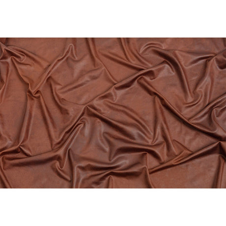 Faux Leather Foil Stretch Polyester Knit - Warm Brown Cloud Textured - Vanessa Collection