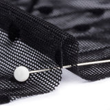 Black Flocked Polka Dots Stretch Nylon Mesh