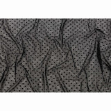 Black Flocked Polka Dots Stretch Nylon Mesh