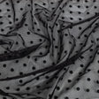 Black Flocked Polka Dots Stretch Nylon Mesh