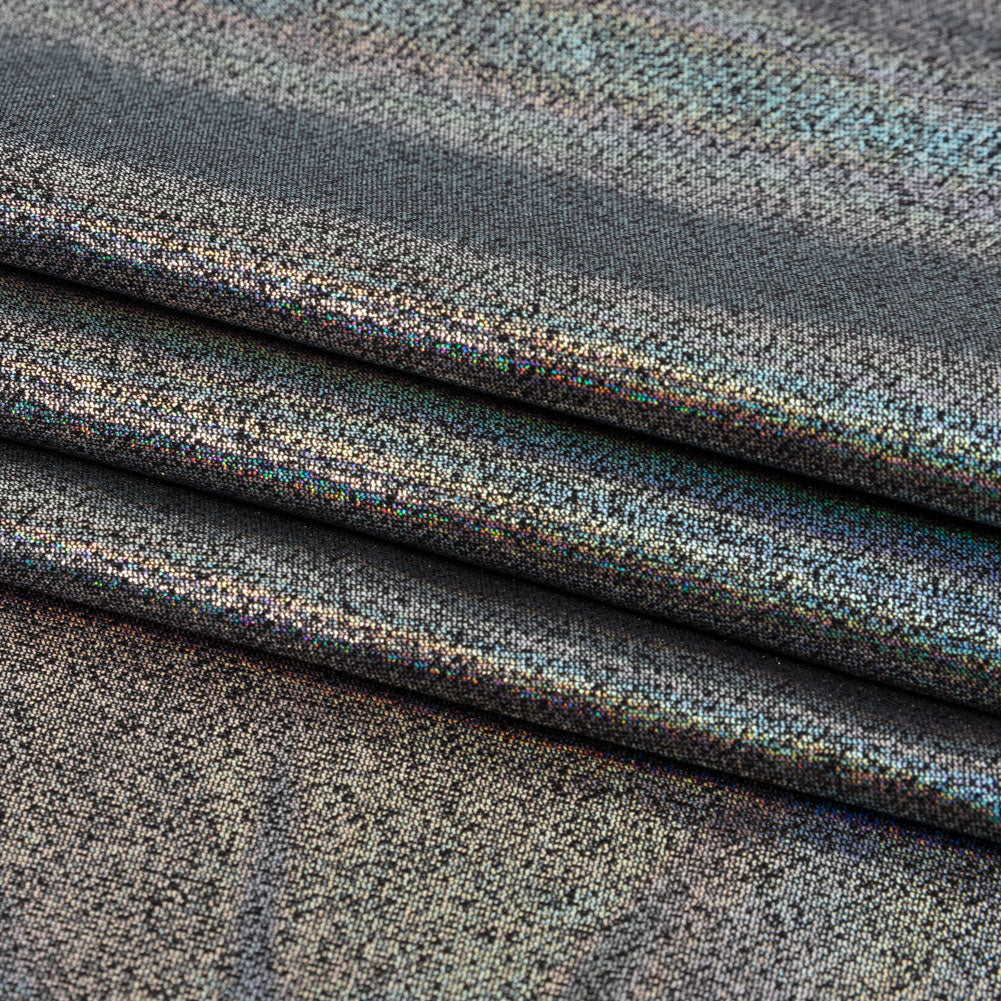 Silver Holographic Foiled Stretch Polyester Jersey