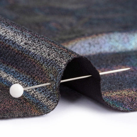 Silver Holographic Foiled Stretch Polyester Jersey