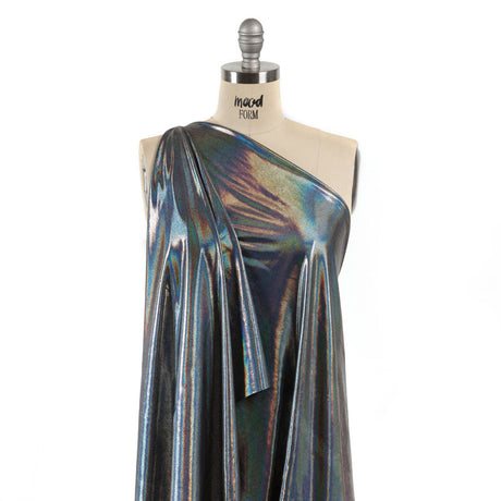 Silver Holographic Foiled Stretch Polyester Jersey