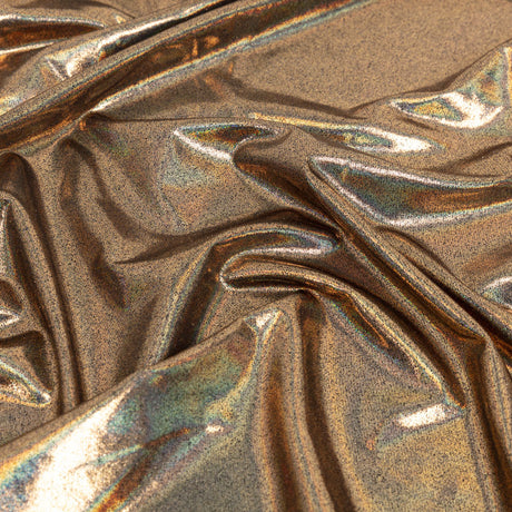 Gold Holographic Foiled Stretch Polyester Jersey