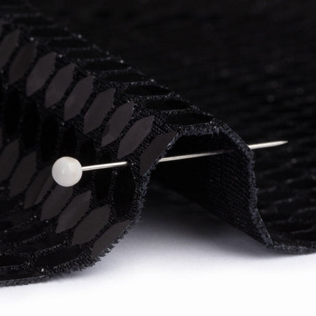 Black and Black Hexagons Foiled Stretch Nylon Knit