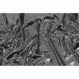 Black and Silver Hexagons Foiled Stretch Nylon Knit