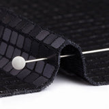Squares Foiled Stretch Polyester Knit - Charcoal and Metallic Black - Heidi Collection