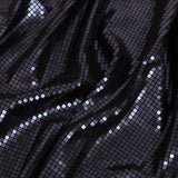 Squares Foiled Stretch Polyester Knit - Charcoal and Metallic Black - Heidi Collection