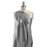 Squares Foiled Stretch Polyester Knit - Silver and Metallic Black - Heidi Collection