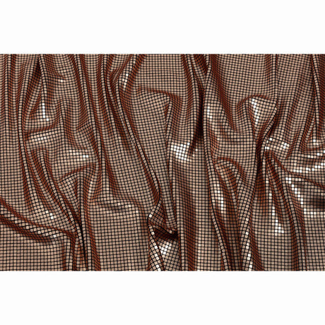 Squares Foiled Stretch Polyester Knit - Gold and Metallic Black - Heidi Collection