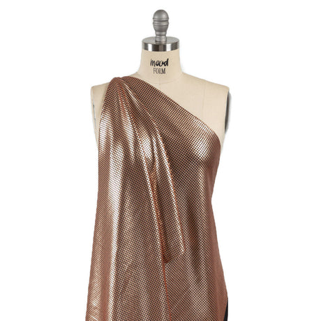 Squares Foiled Stretch Polyester Knit - Gold and Metallic Black - Heidi Collection